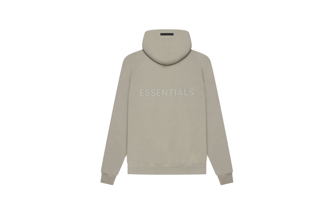 Pre-owned Fear Of God Essentials Pull-over Hoodie (ss21) Moss/goat