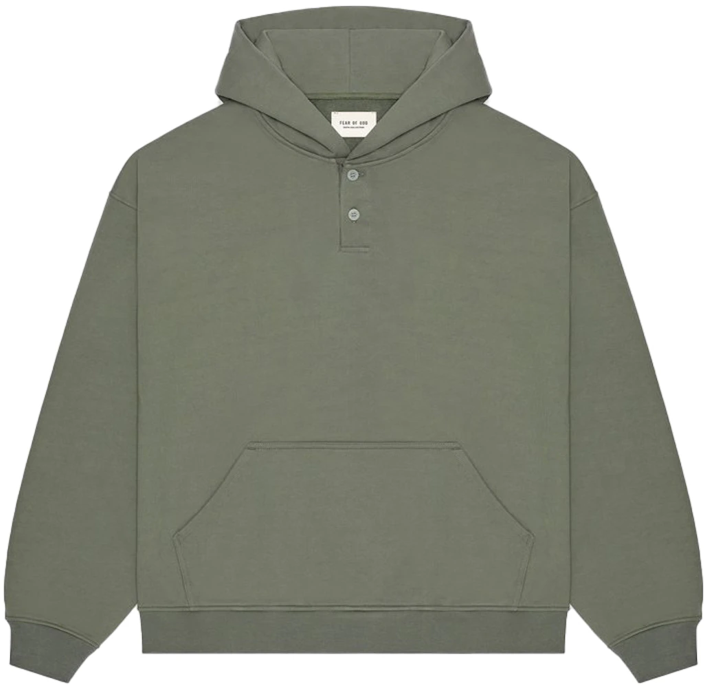 FEAR OF GOD Everyday Henley Hoodie Army Green Men's - SIXTH COLLECTION - US