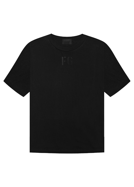 Pre-owned Fear Of God Fg Textured Velvet Logo T-shirt Vintage Black/black