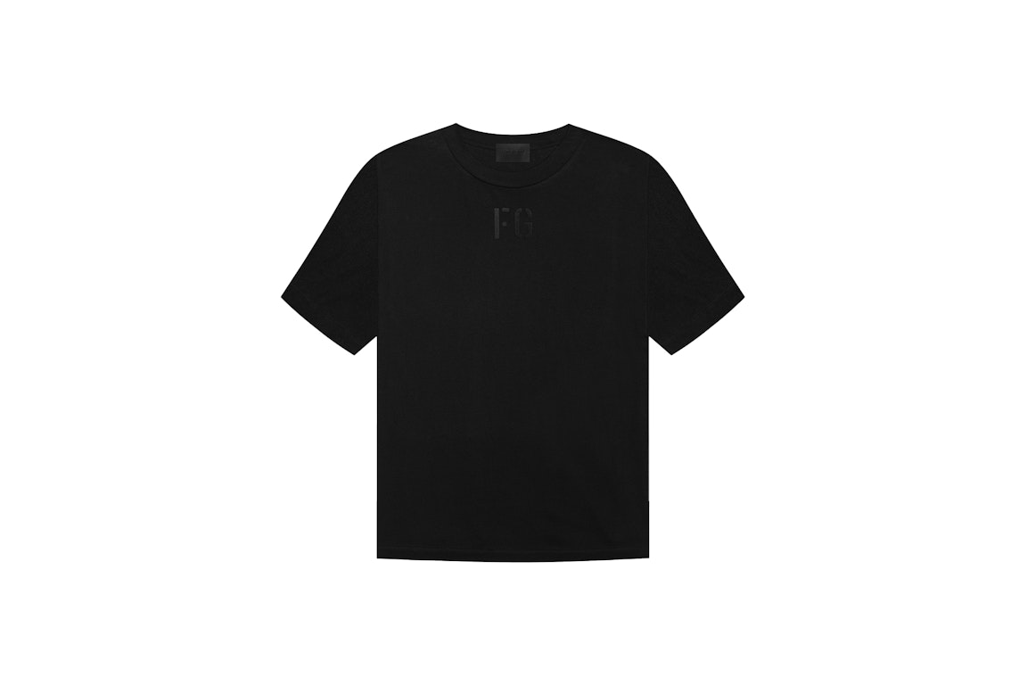 Pre-owned Fear Of God Fg Textured Velvet Logo T-shirt Vintage Black/black