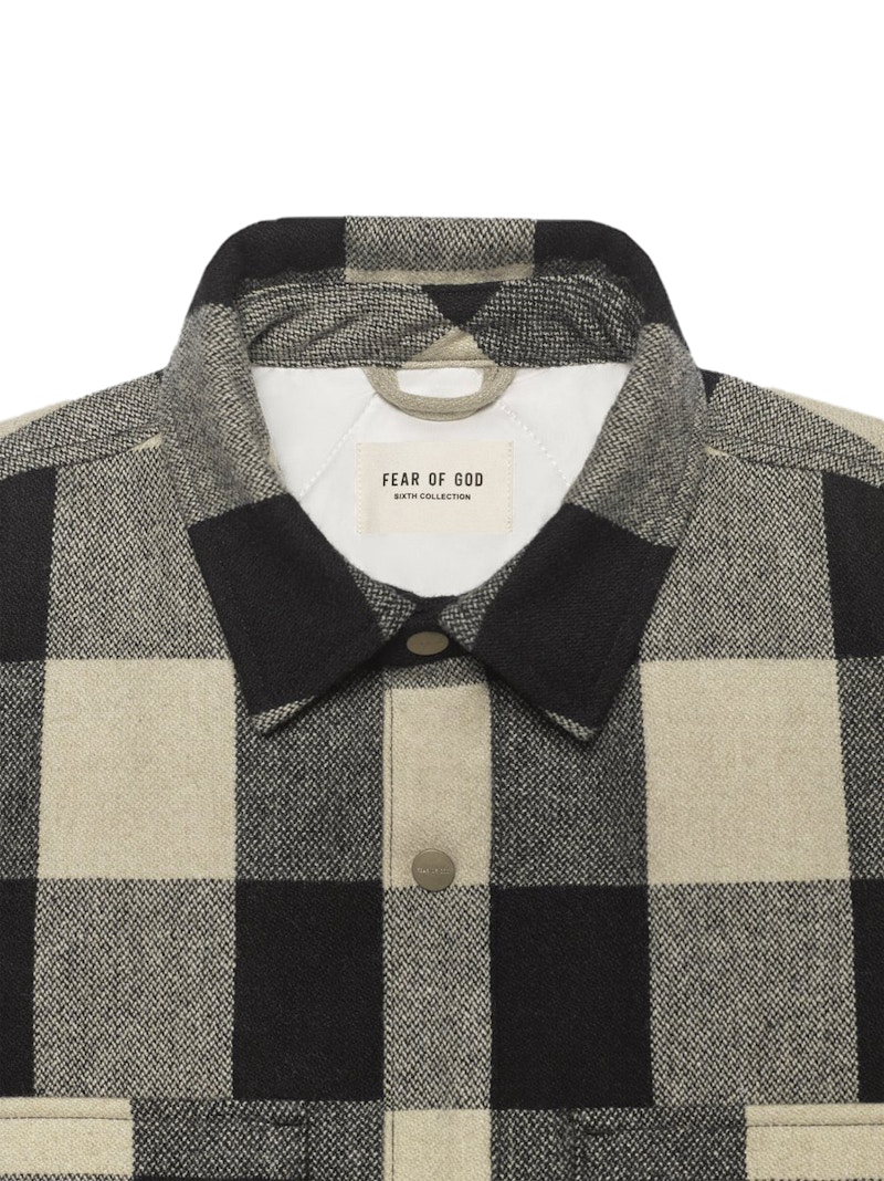 FEAR OF GOD Oversized Check Shirt Jacket Black/White - Sixth ...