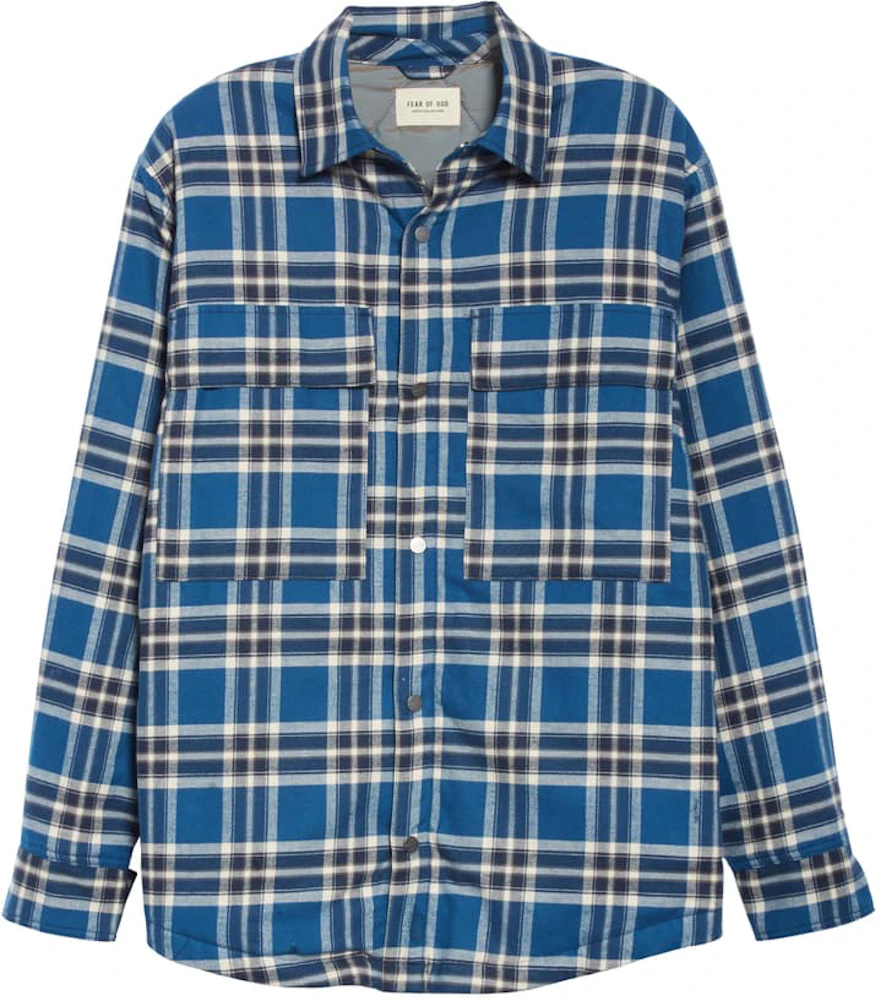 FEAR OF GOD Plaid Flannel Shirt Jacket Blue/White - SIXTH COLLECTION - US