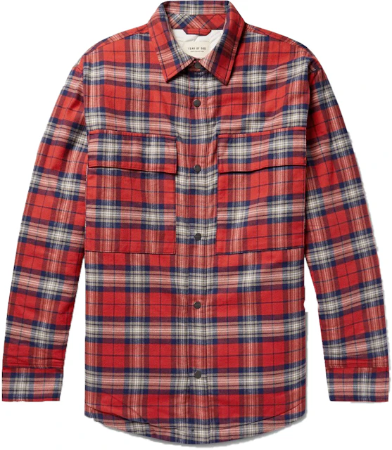 FEAR OF GOD Plaid Flannel Shirt Jacket Red/White/Navy - SIXTH ...