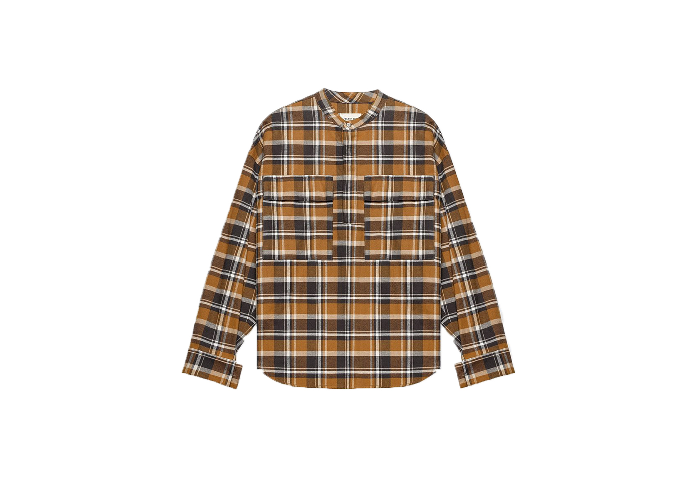 FEAR OF GOD Plaid Pullover Henley Brown - Sixth Collection - JP