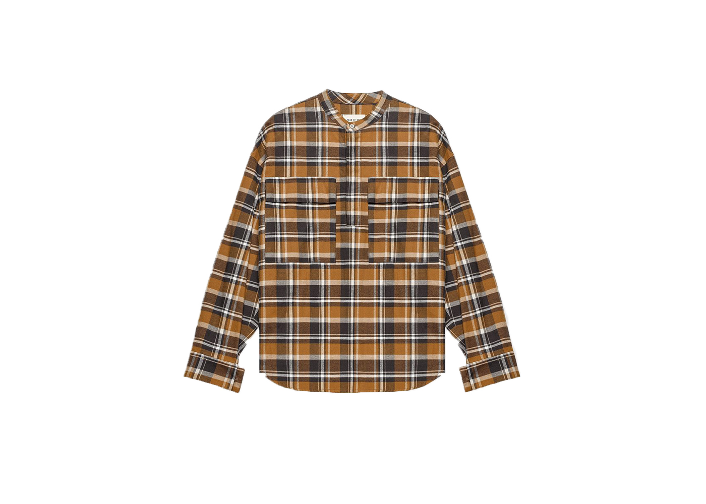 FEAR OF GOD Plaid Pullover Henley Brown - Sixth Collection - US