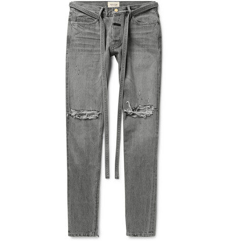 FEAR OF GOD Skinny Fit Distressed Denim with Ankle Zippers Janes 