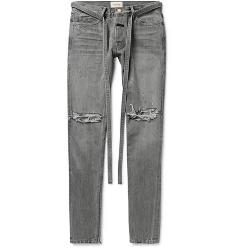 FEAR OF GOD Skinny Fit Distressed Denim with Ankle Zippers 