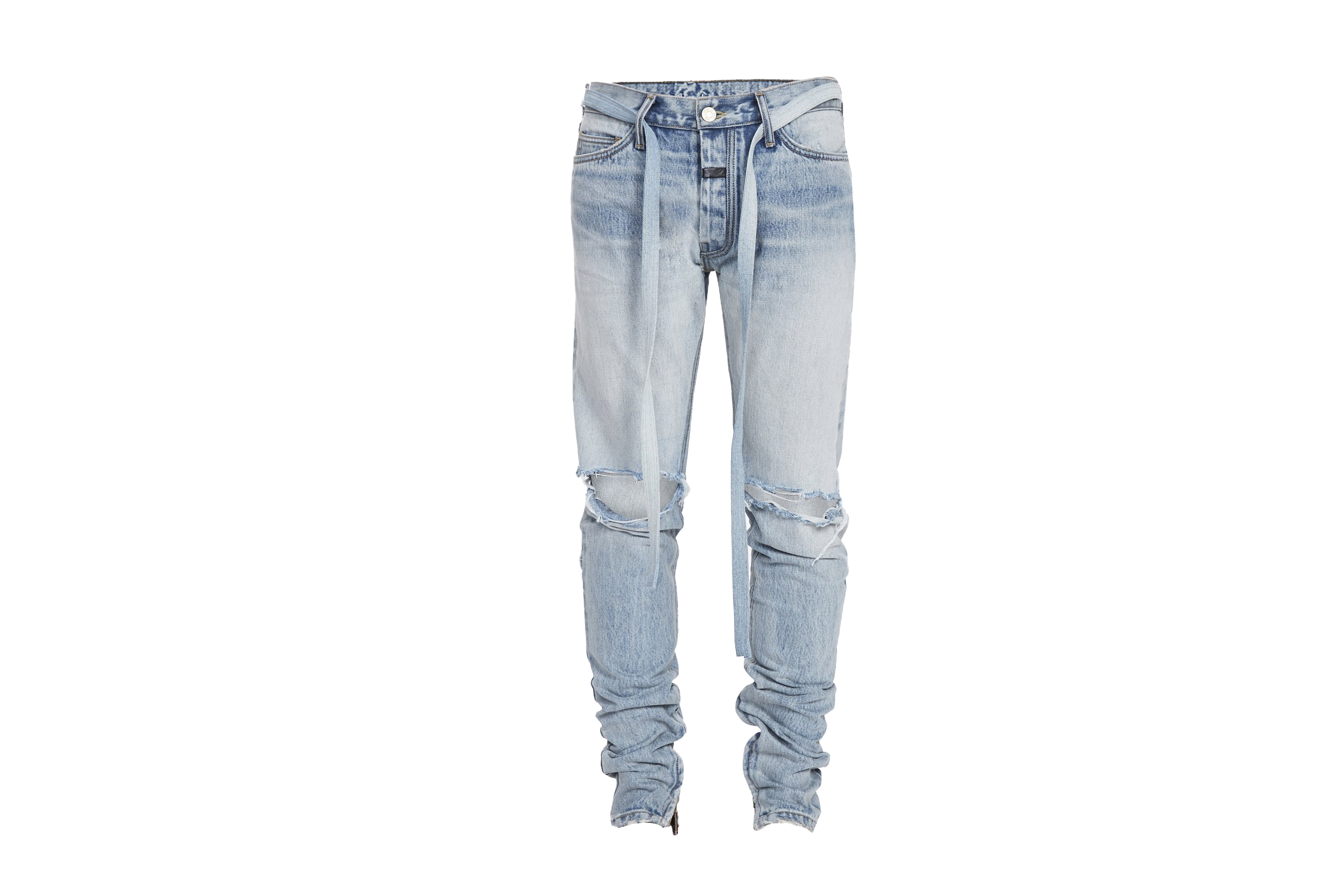FEAR OF GOD Skinny Fit Distressed Denim with Ankle Zippers 
