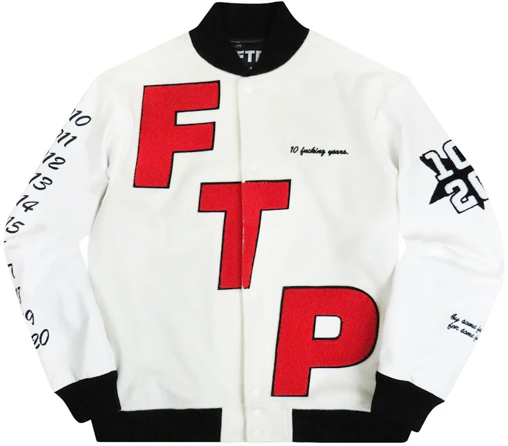 roestvrij Vernietigen Ounce FTP 10 Year Varsity Jacket White - SS20 - US