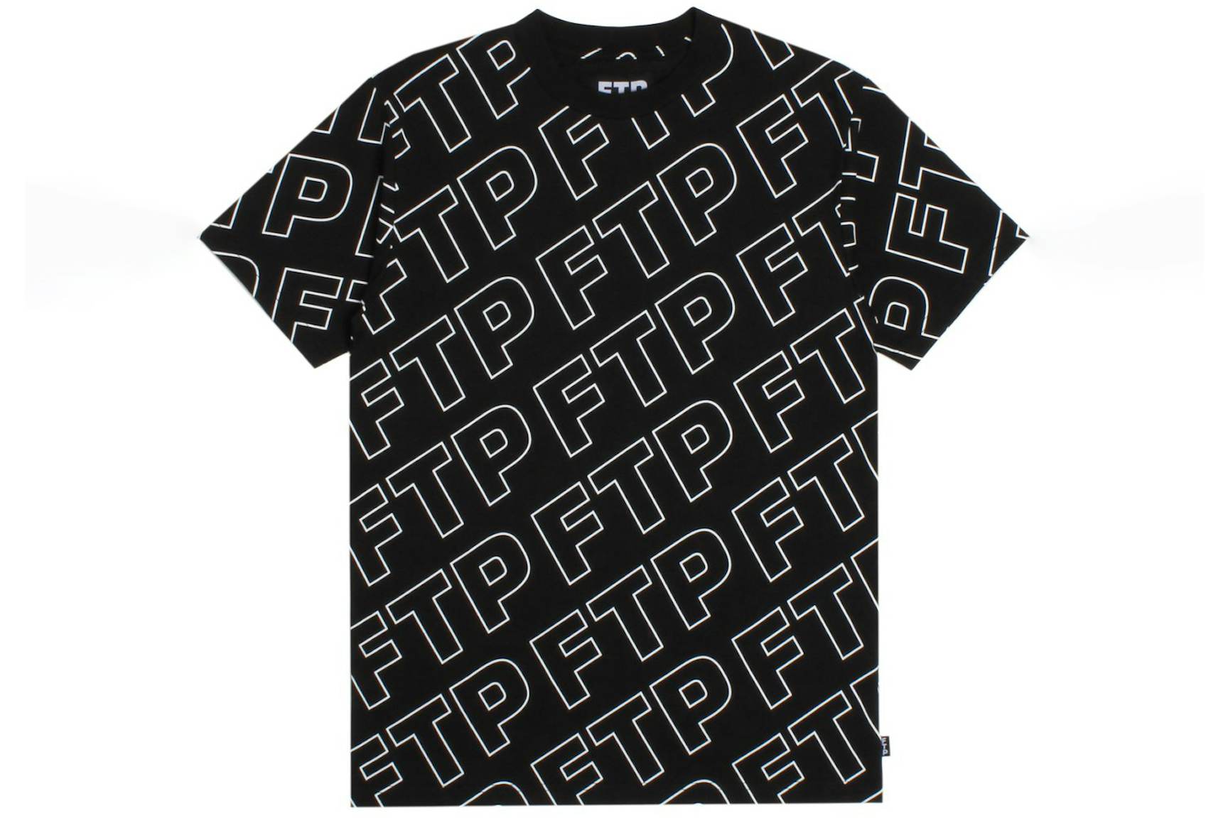FTP All Over Outline Logo Tee Black Men's - FW21 - US