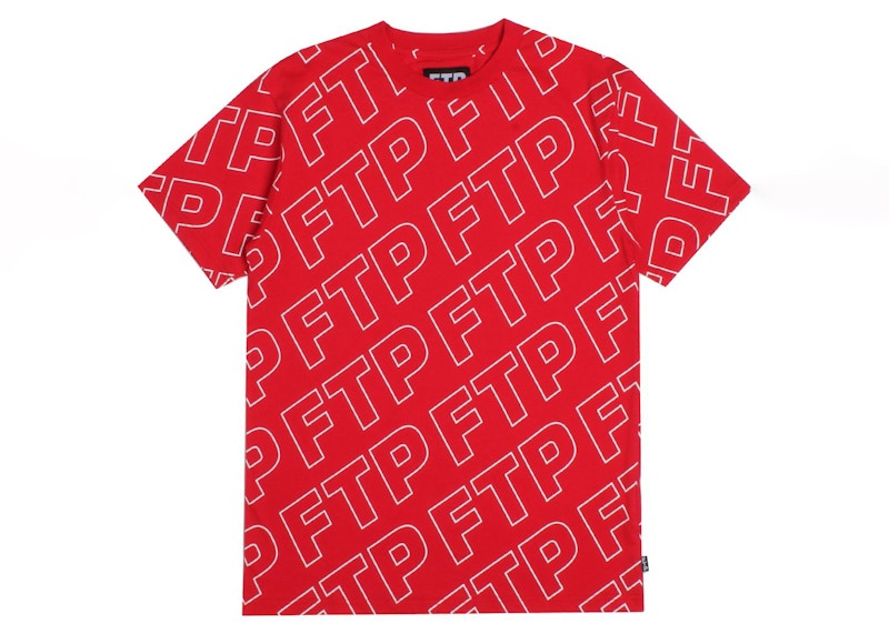 FTP All Over Outline Logo Tee Red Men's - FW21 - US