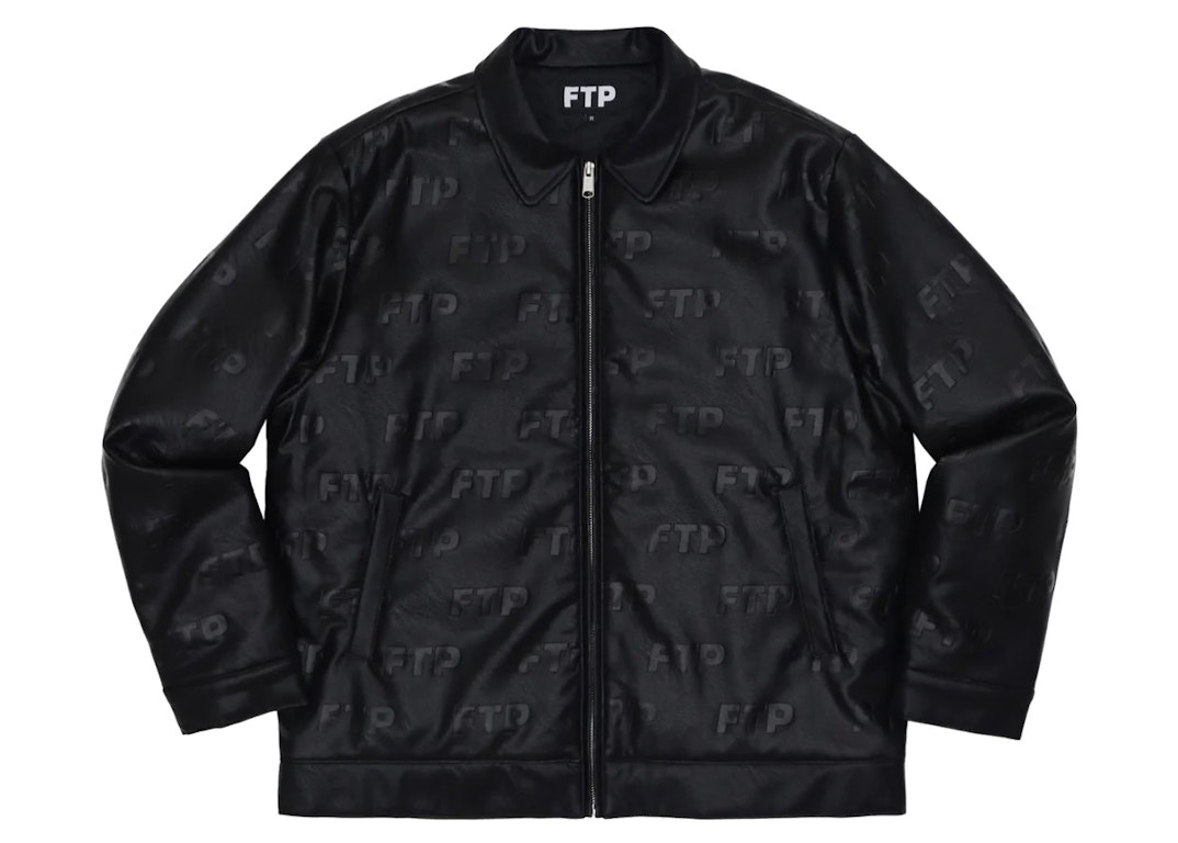 Pre-owned Ftp Allover Faux Leather Jacket Black