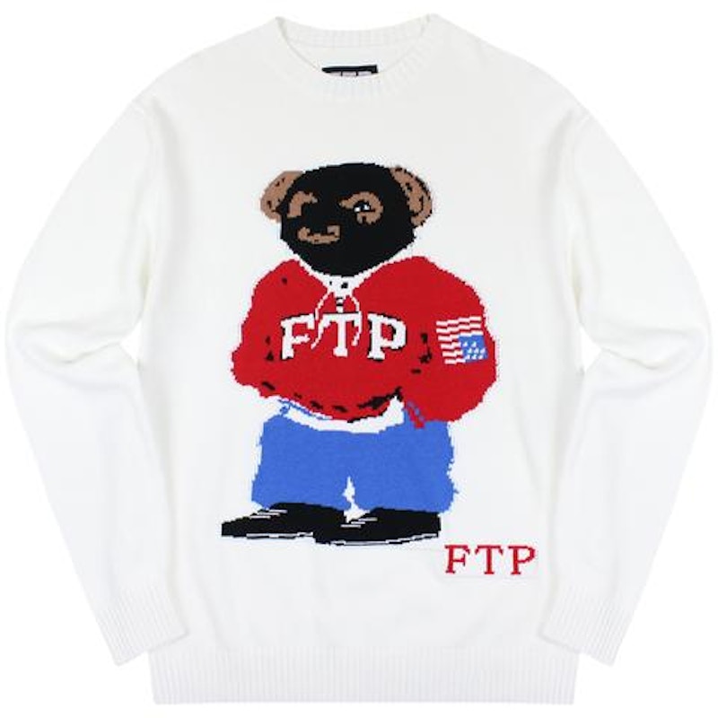 FTP Bear Knit Sweater Navy Men's - FW19 - US