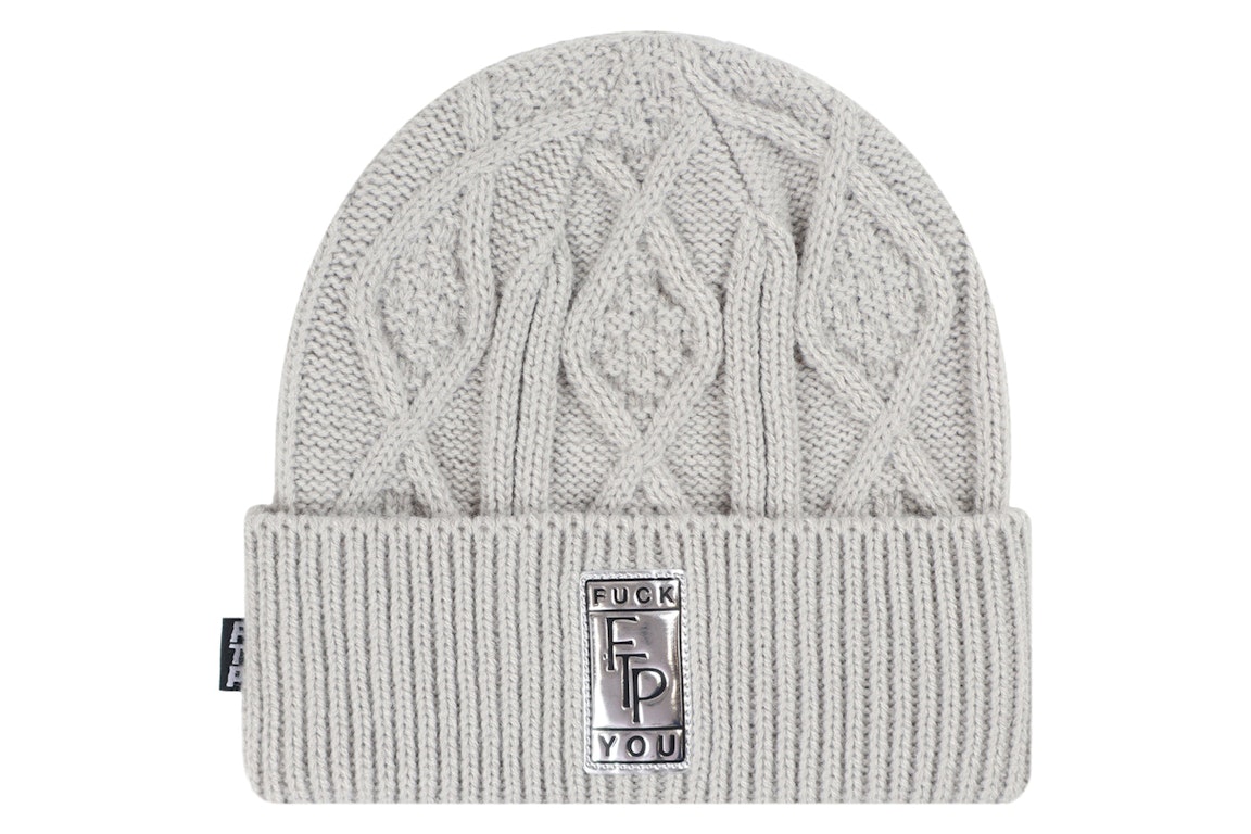 Pre-owned Ftp Big Body Cable Knit Beanie Heather Grey