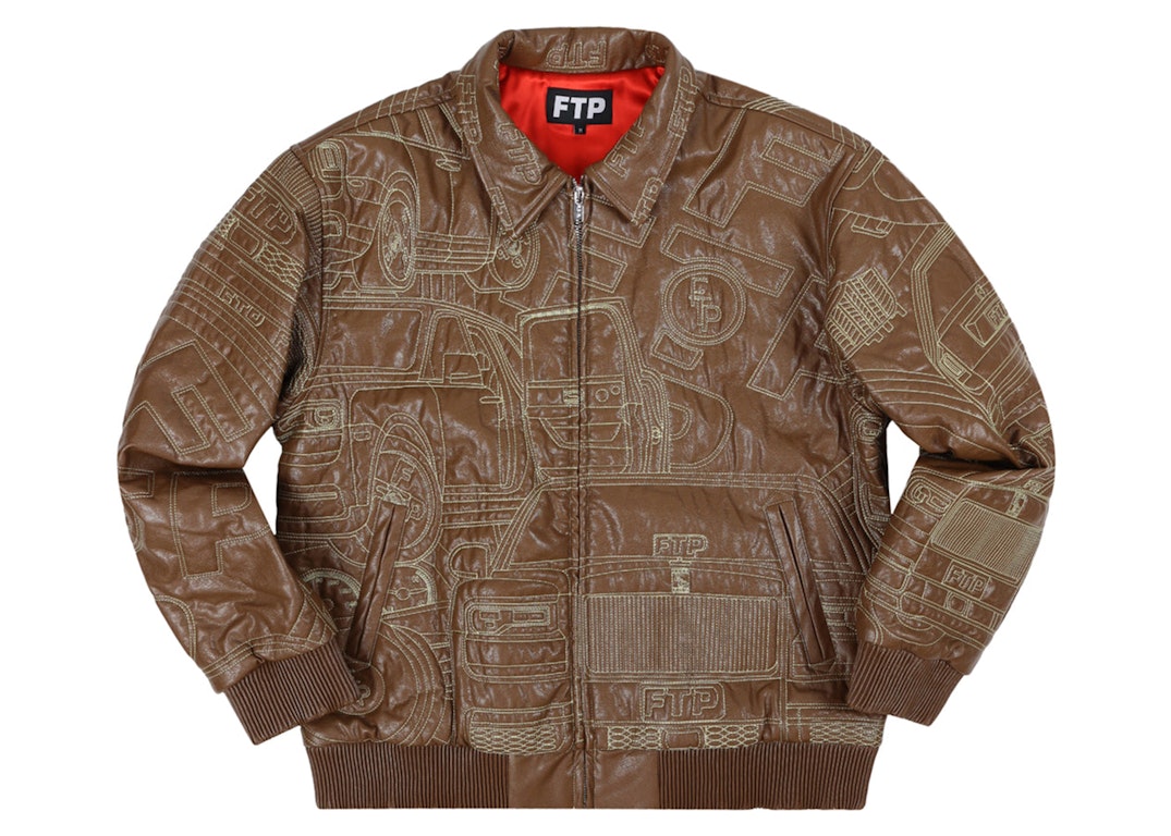 Pre-owned Ftp Big Body Leather Jacket Brown