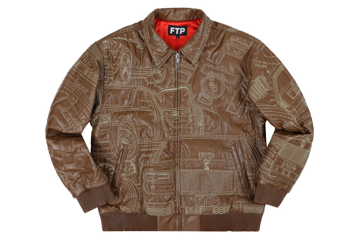 Pre-owned Ftp Big Body Leather Jacket Brown