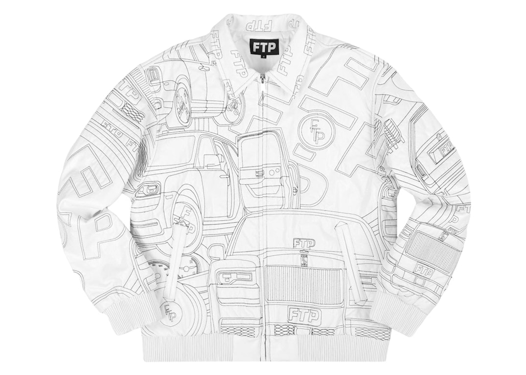 Pre-owned Ftp Big Body Leather Jacket White
