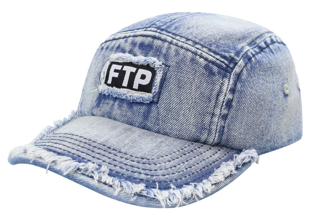 Pre-owned Ftp Frayed Denim Logo Camp Hat Light Indigo