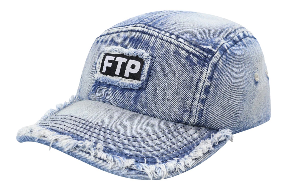 Pre-owned Ftp Frayed Denim Logo Camp Hat Light Indigo