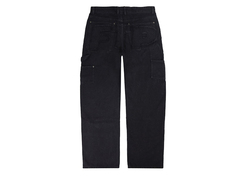 FTP Frayed Denim Logo Carpenter Pant Black Men's - SS24 - US