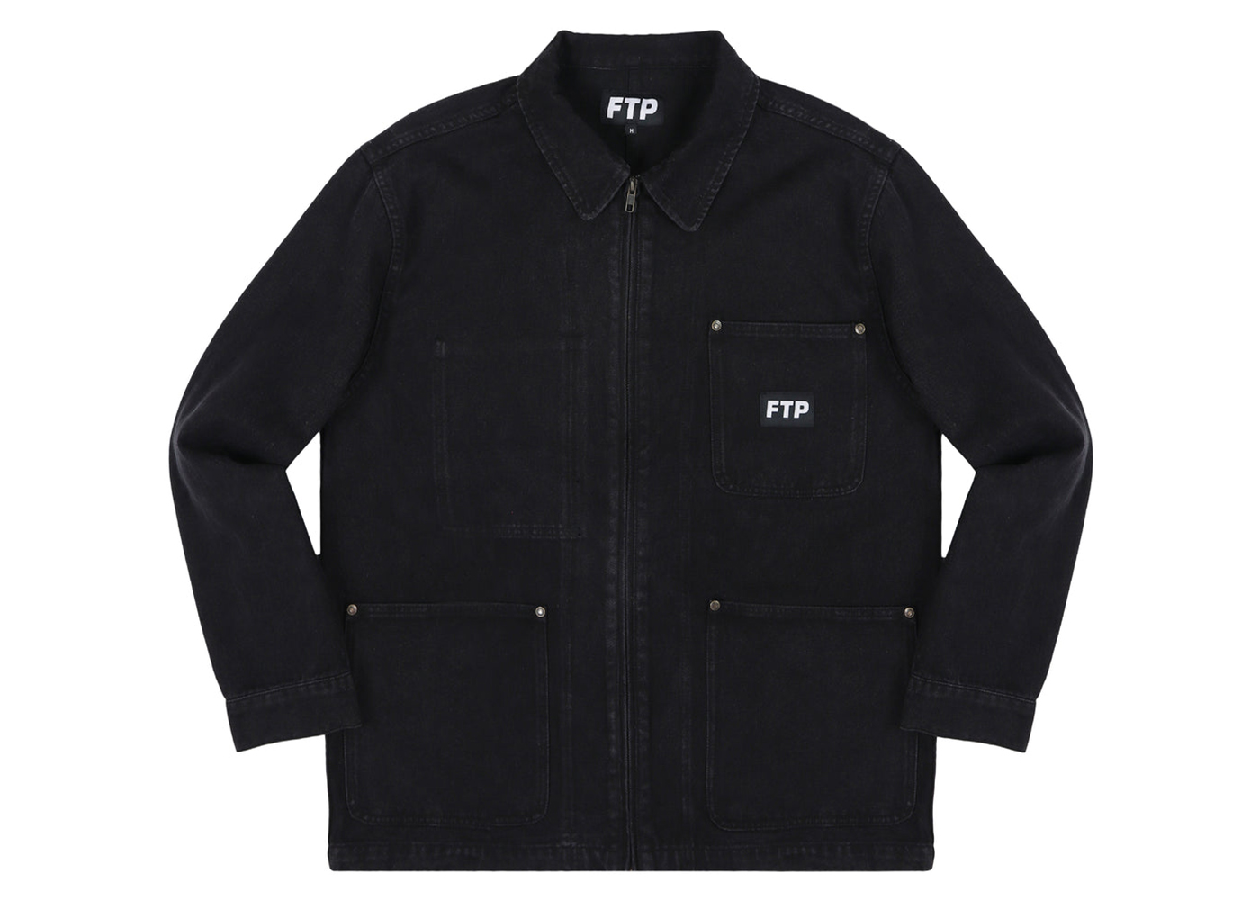 FTP Frayed Denim Logo Chore Jacket Black