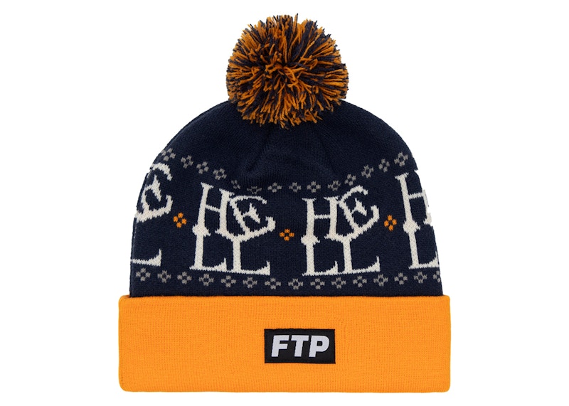 Pre-owned Ftp Men's Hell Pom Beanie In Navy Blue