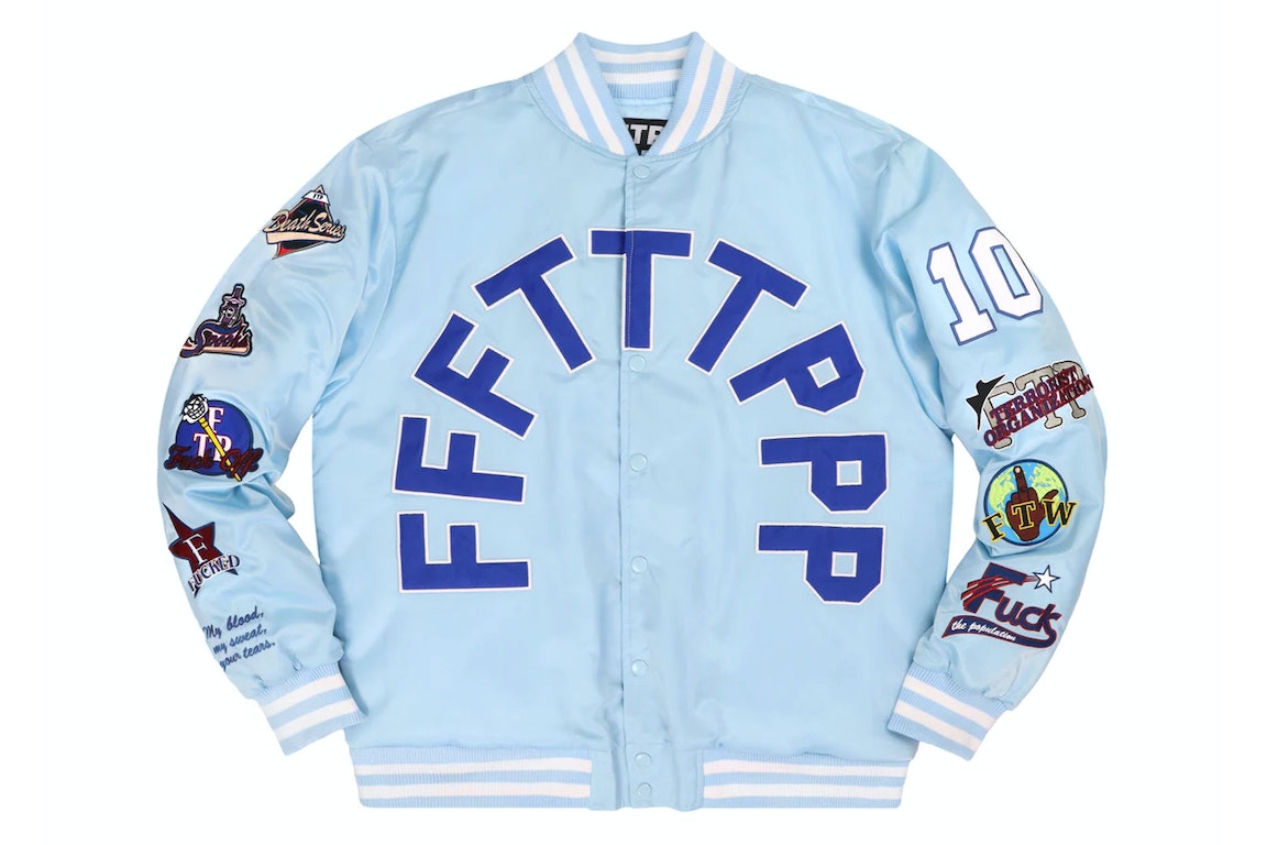 Pre-owned Ftp League Varsity Jacket Light Blue