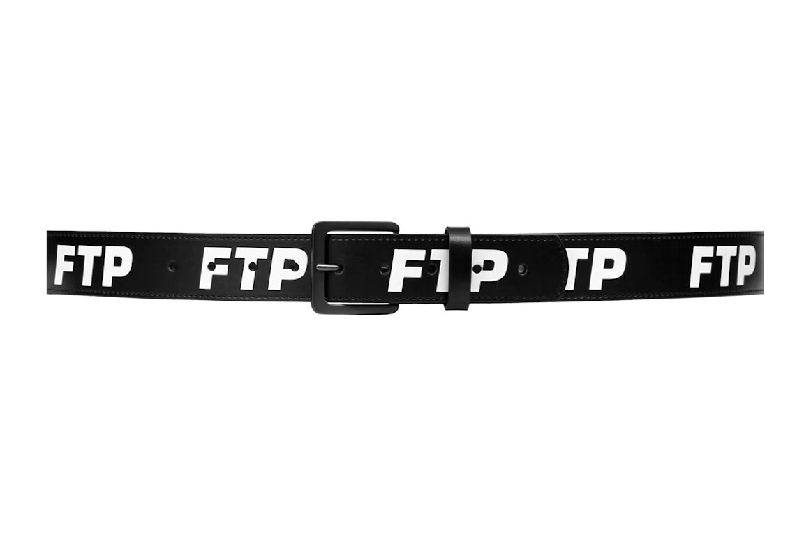 Pre-owned Ftp Leather Logo Belt Black
