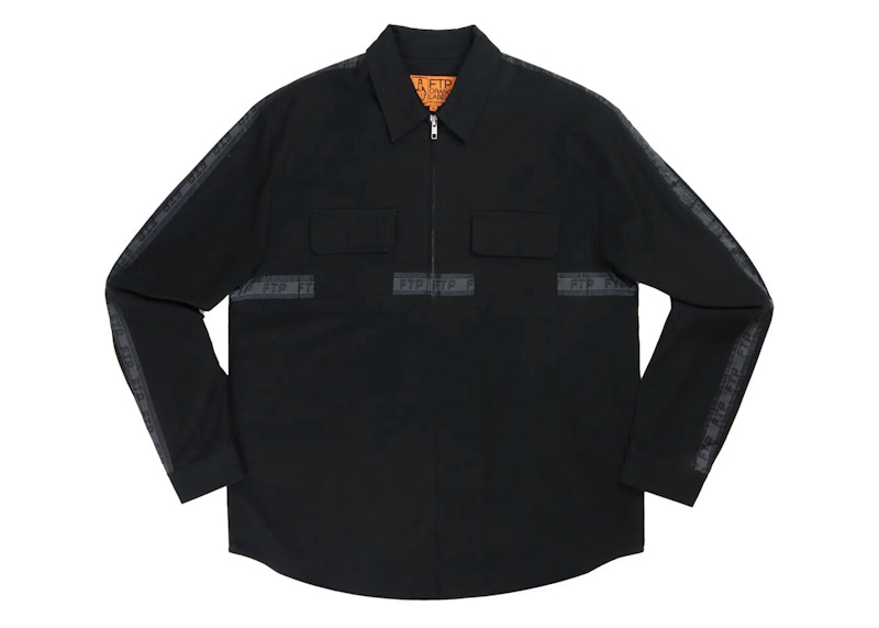 FTP Logo Tape Zip Up Work Shirt Black