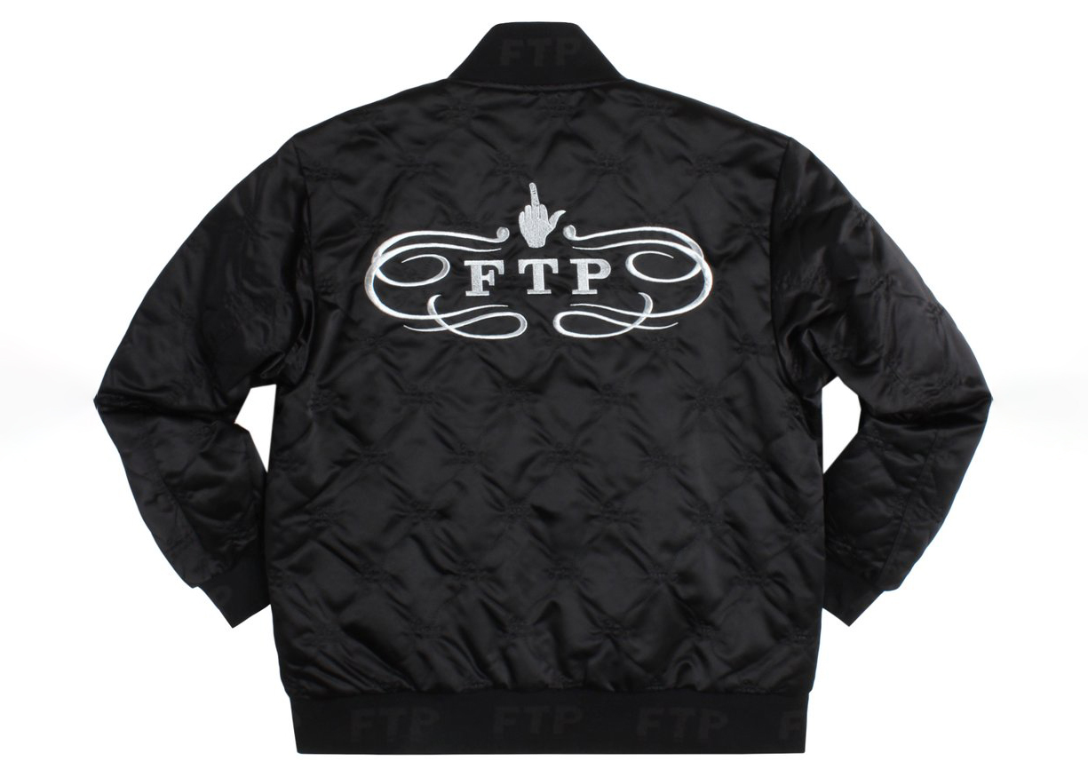 FTP Quilted Satin Bomber Jacket Black - FW21 メンズ - JP