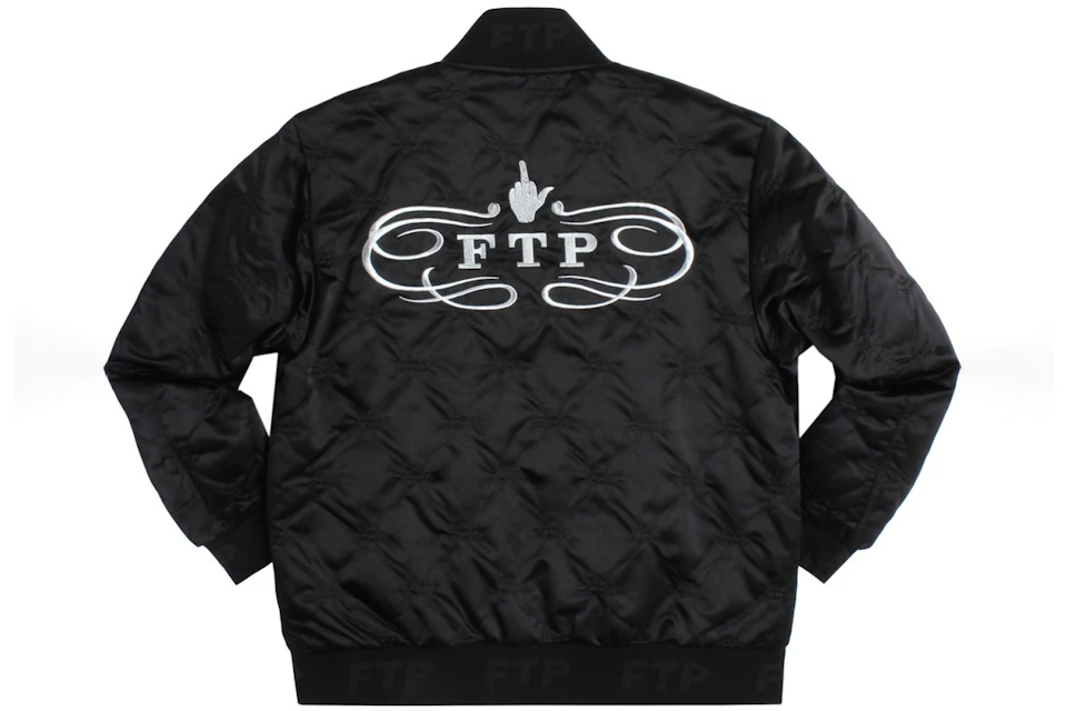 FTP Quilted Satin Bomber Jacket Black