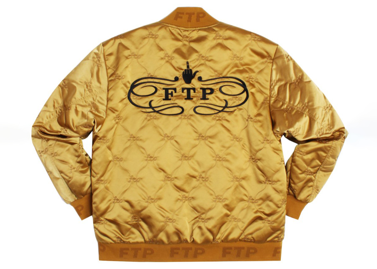 FTP Quilted Satin Bomber Jacket Gold - FW21 メンズ - JP