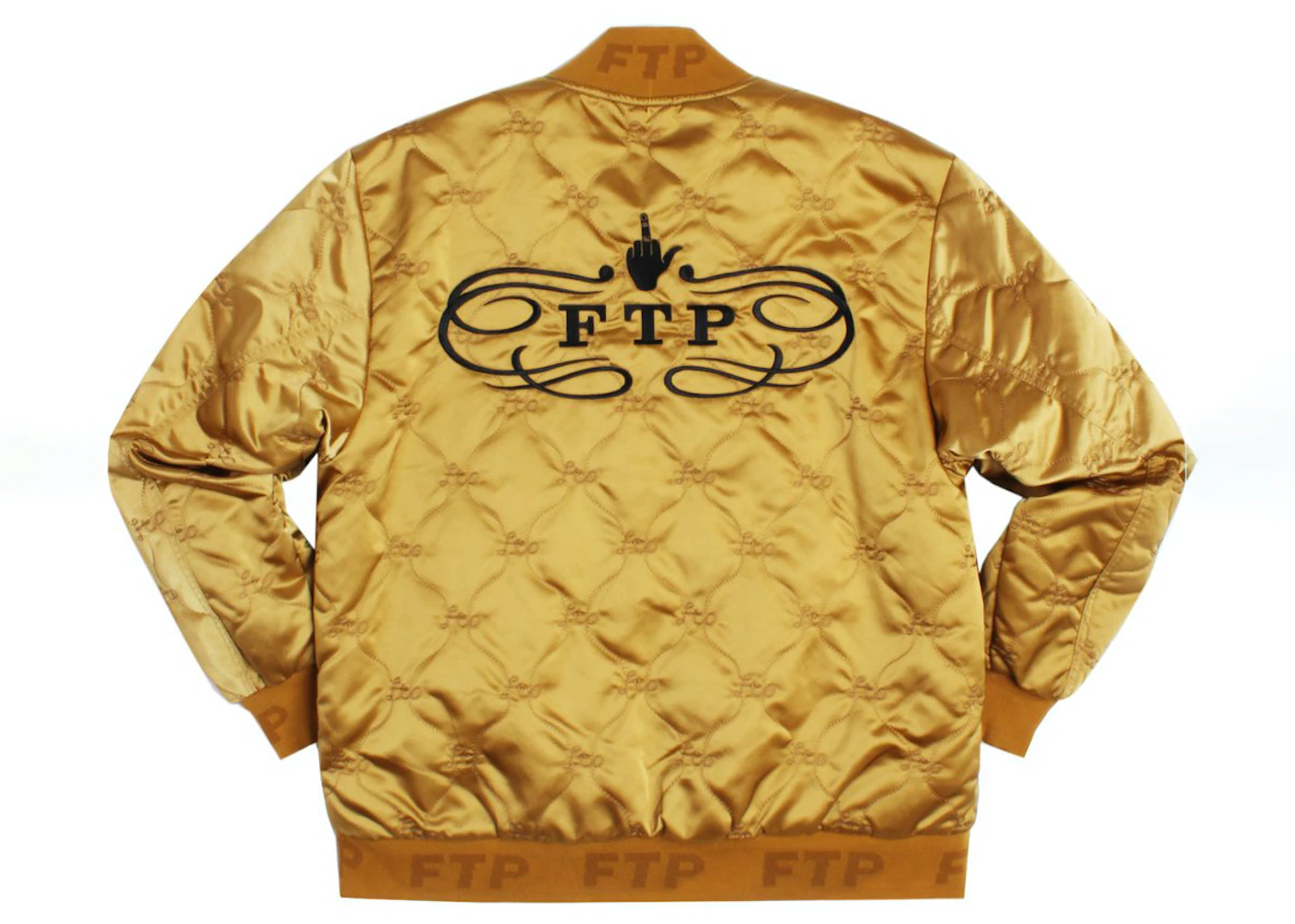 FTP Quilted Satin Bomber Jacket Gold Men's - FW21 - US