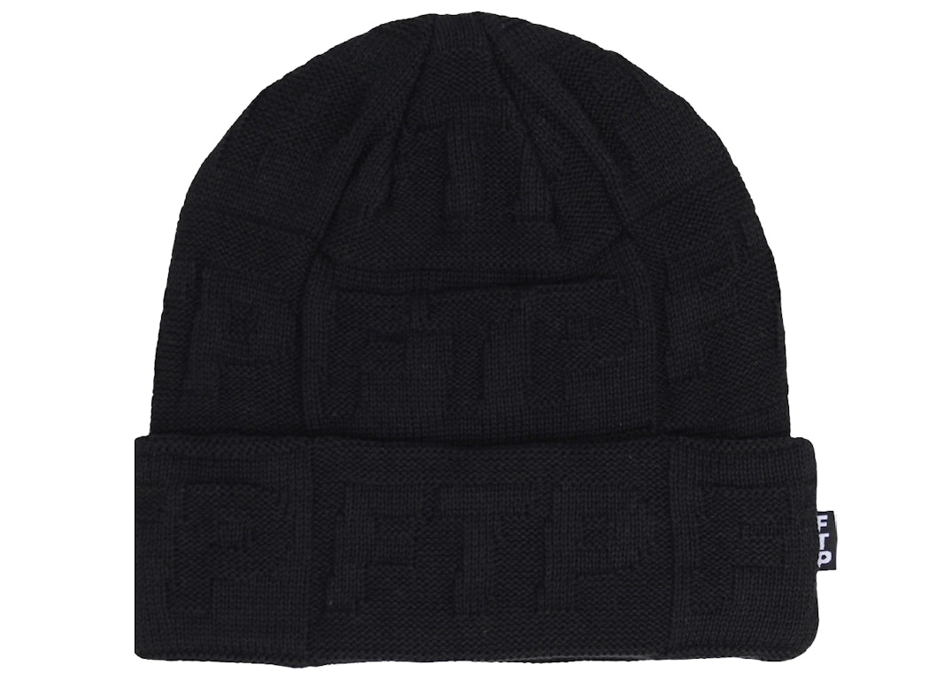 Pre-owned Ftp Repeat Logo Knit Beanie Black