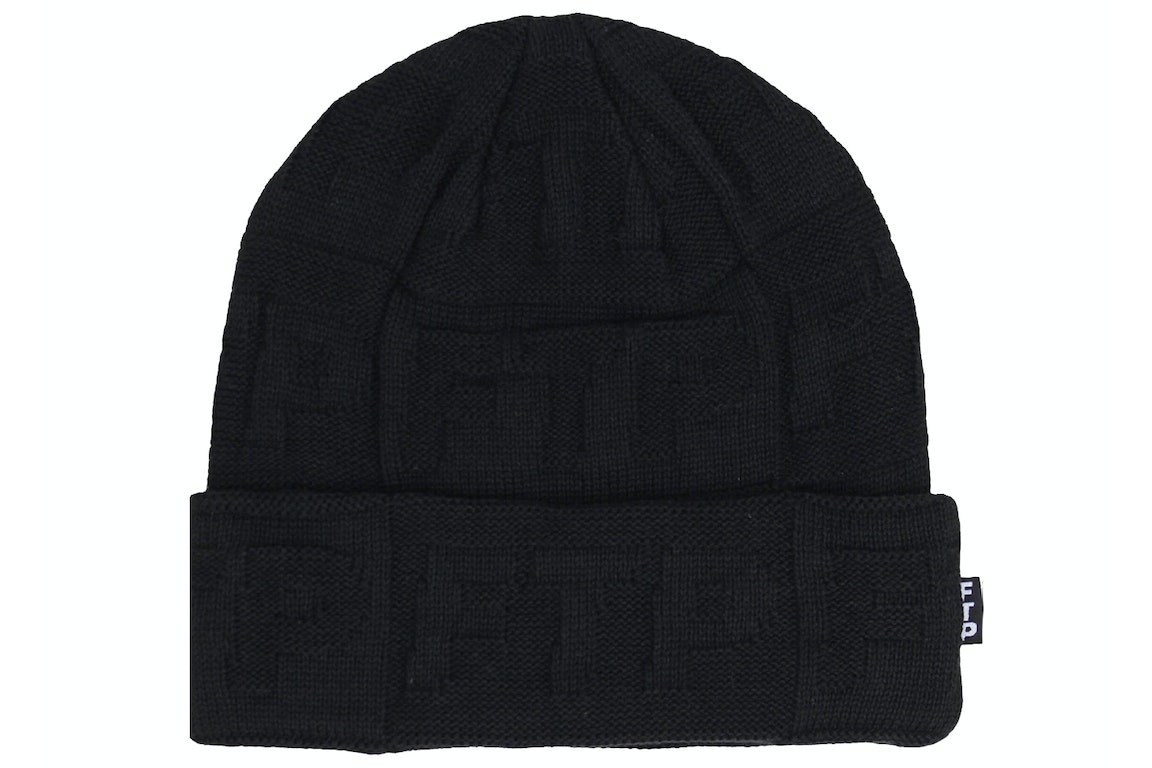Pre-owned Ftp Repeat Logo Knit Beanie Black