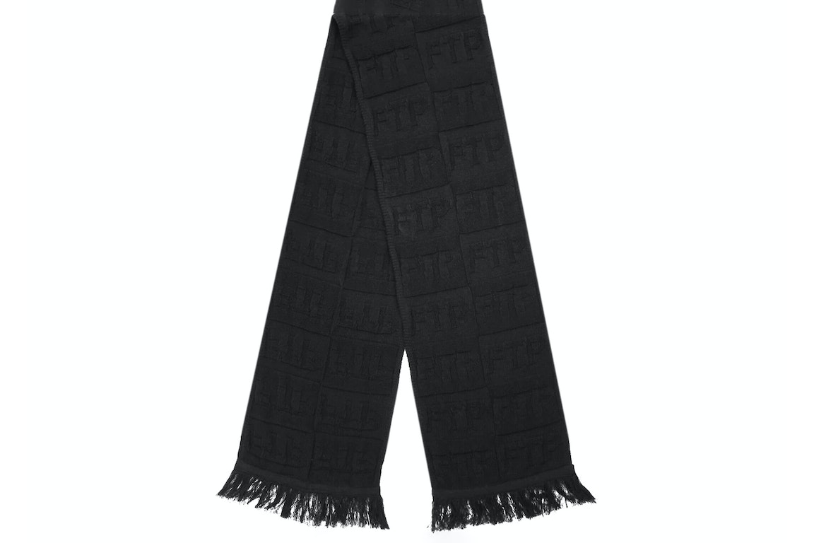 Pre-owned Ftp Repeat Logo Knit Scarf Black