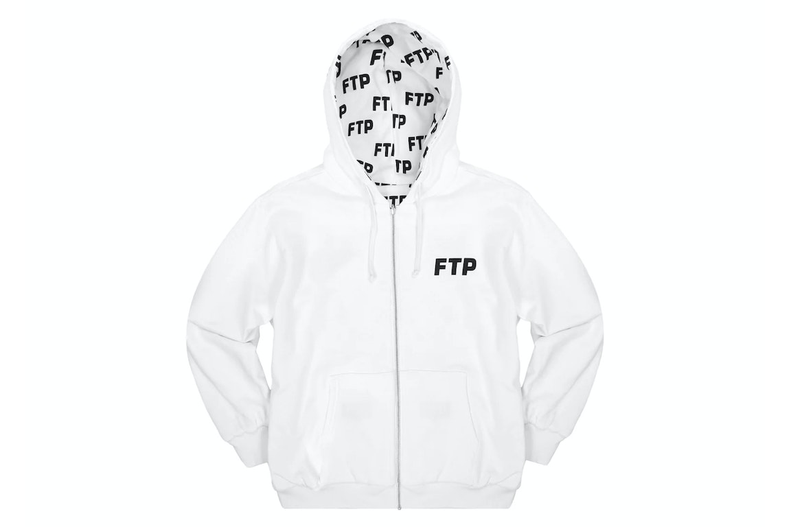 Pre-owned Ftp Reversible Logo Hoodie White