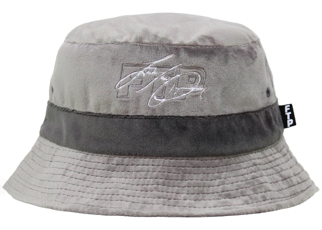 Pre-owned Ftp Signature Logo Reversible Bucket Hat Gray