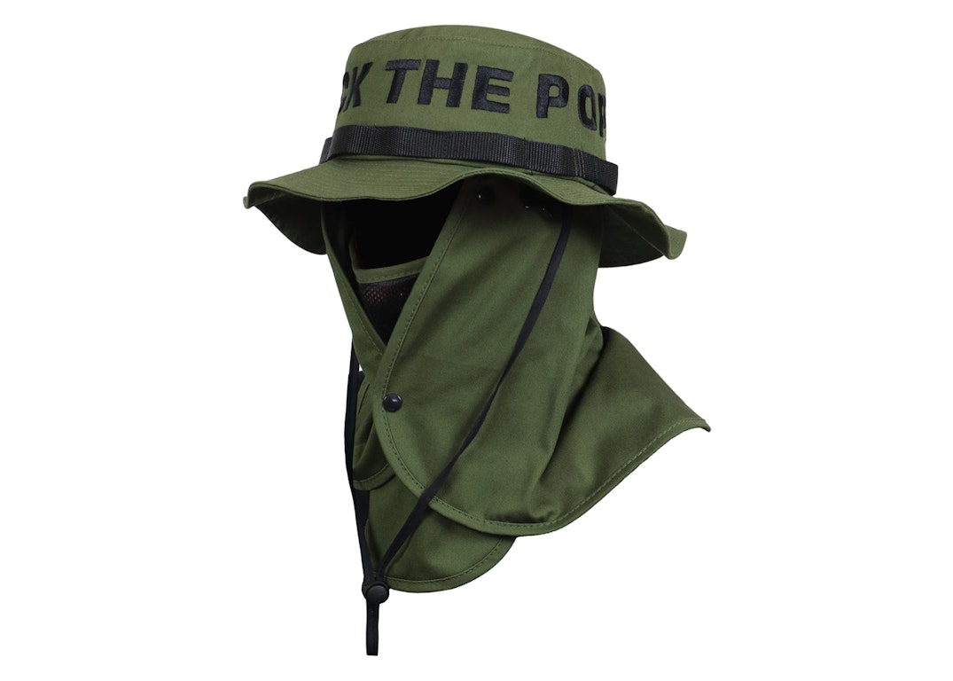 Pre-owned Ftp Spell Out Face Mask Boonie Hat Olive