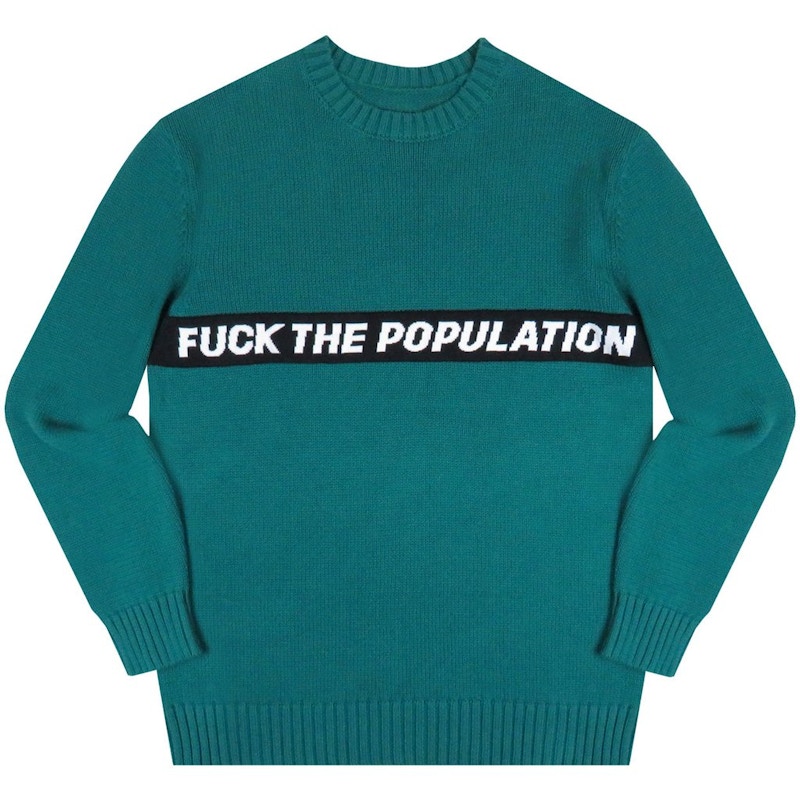 Pre-owned Ftp Men's  Spell Out Knit Sweater In Green