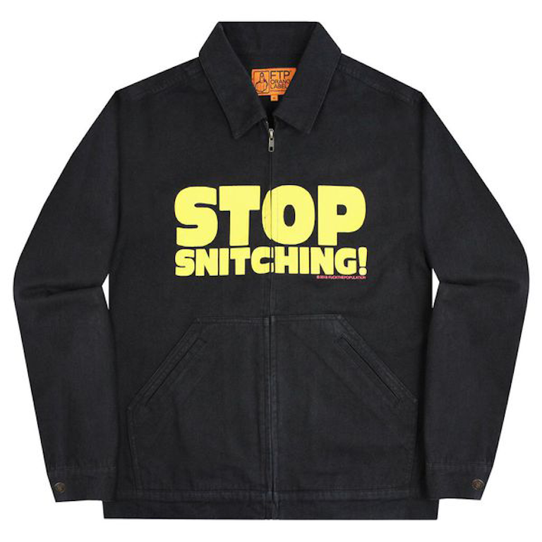 Pre-owned Ftp Stop Snitching Jacket Black