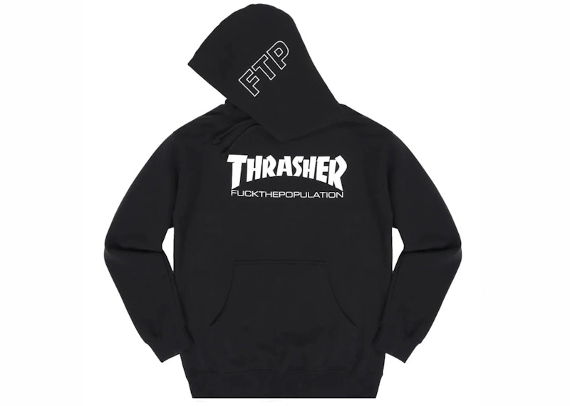 Thrasher black and outlet white split hoodie