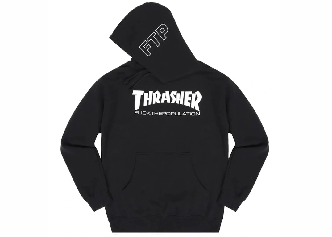 Pre-owned Ftp Thrasher Logo Pullover Hoodie Black