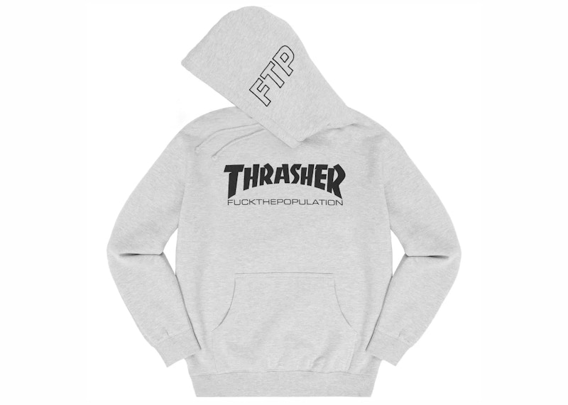 FTP Thrasher Logo Pullover Hoodie Heather Grey