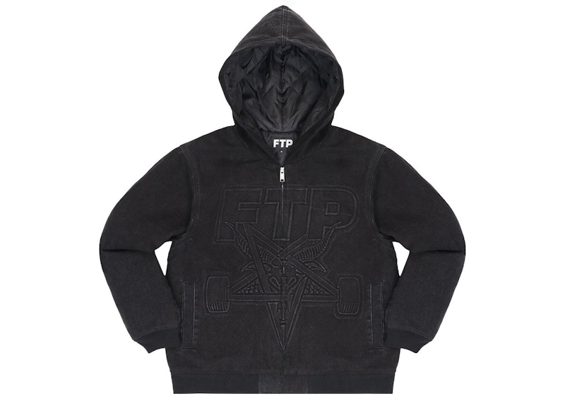 FTP Thrasher Hooded Denim Jacket Black Men's - SS23 - US