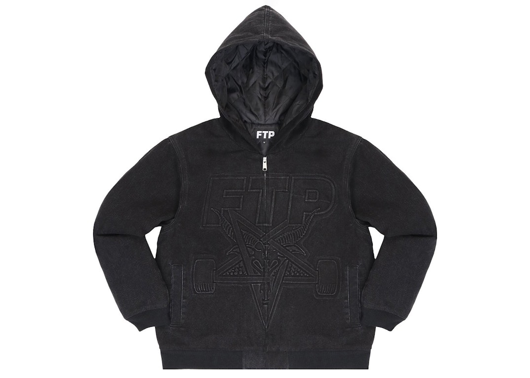 Pre-owned Ftp Thrasher Hooded Denim Jacket Black
