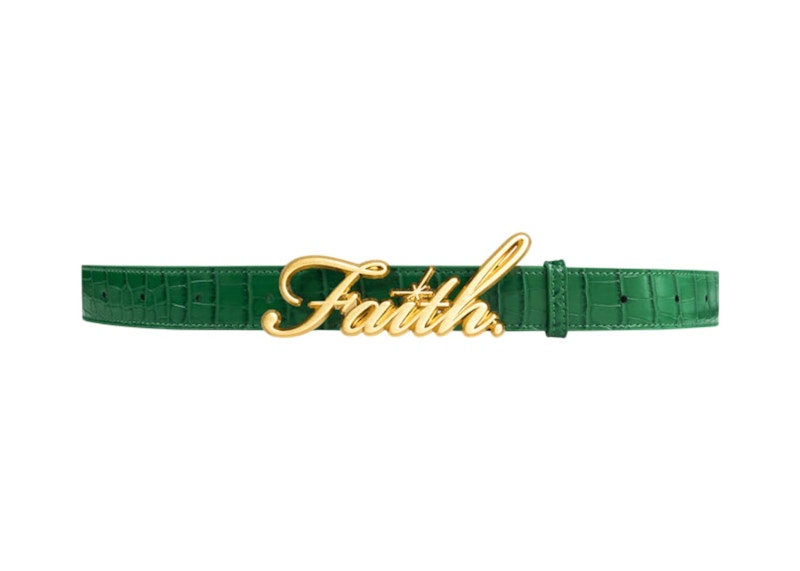 Faith By Luis Crocodile Belt Green in Faux Leather - US