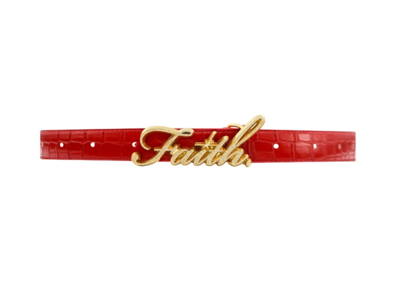 Faith By Luis Crocodile Belt Red in Faux Leather - US