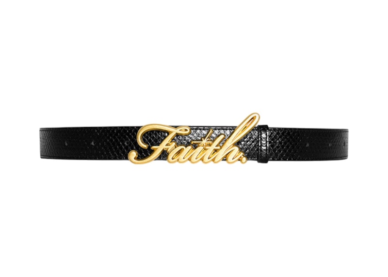Faith By Luis Gold Faith Belt Black in Faux Leather - US
