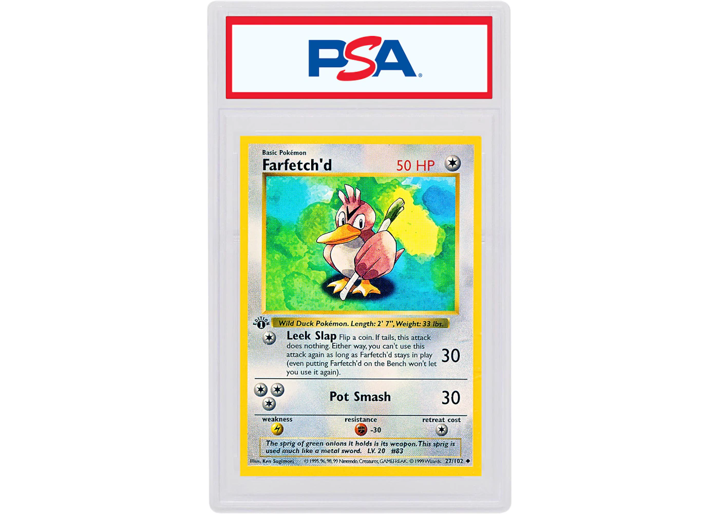 Farfetch'd 1999 Pokemon TCG Base Set 1st Edition #27/102 (PSA or BGS Graded) - 1999 - US Farfetch'd 1999 Pokemon TCG Base Set 1st Edition #27/102 (PSA or BGS Graded) - 1999 - US